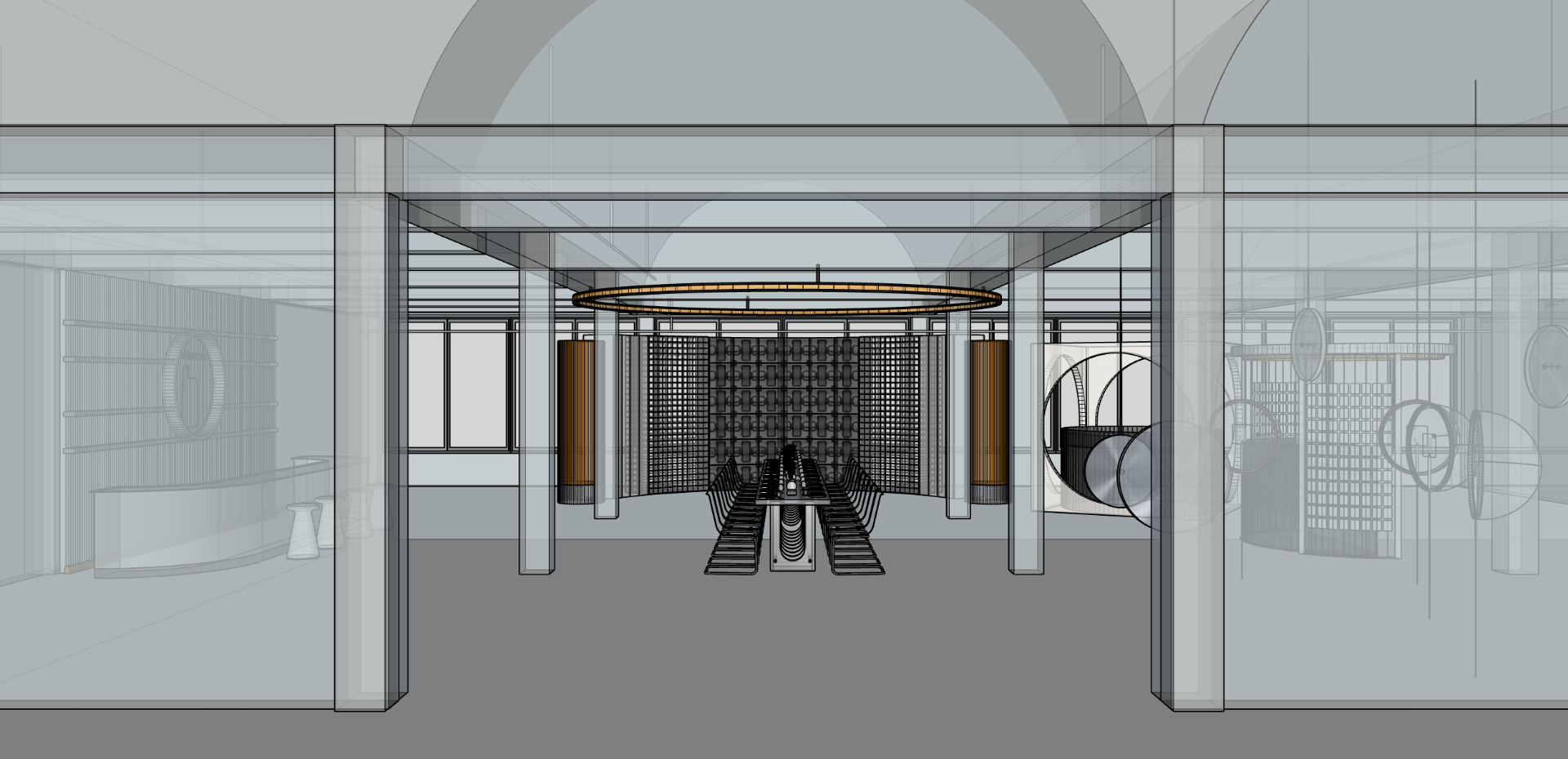 VUSE Ultra launch interior elevation showing reveal moment and architecture, technical drawing