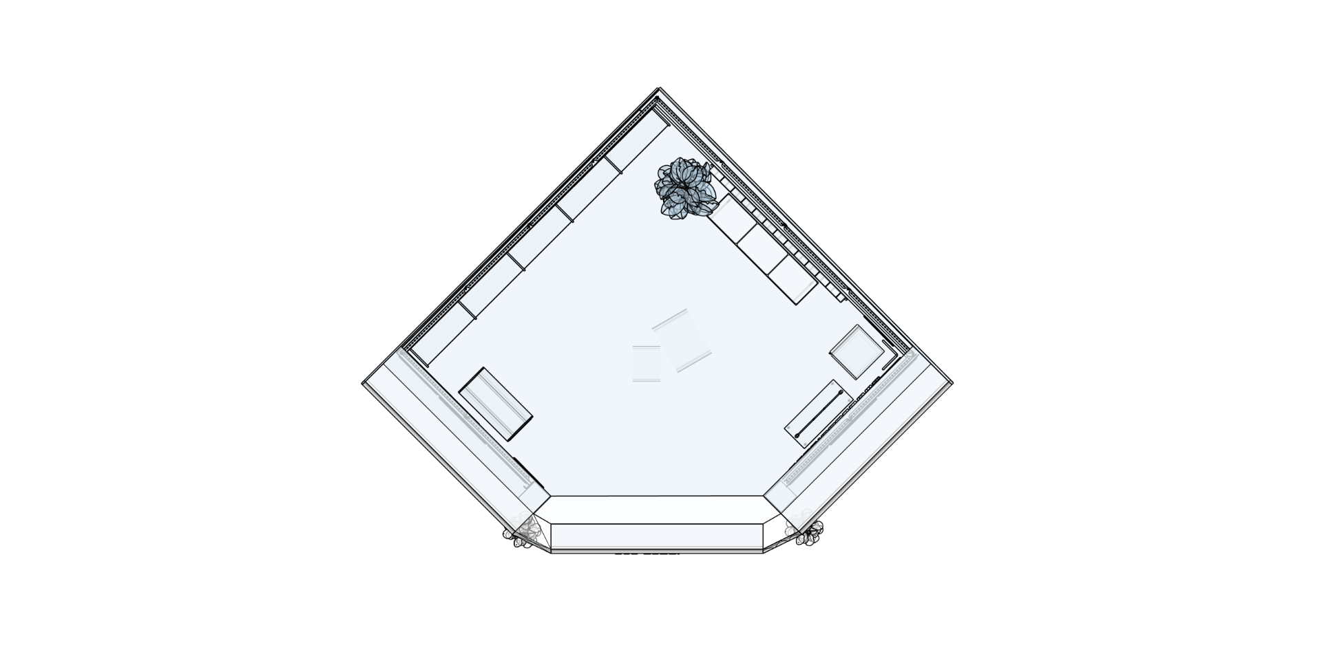 Old Khaki retail concept top-down floor plan, technical drawing