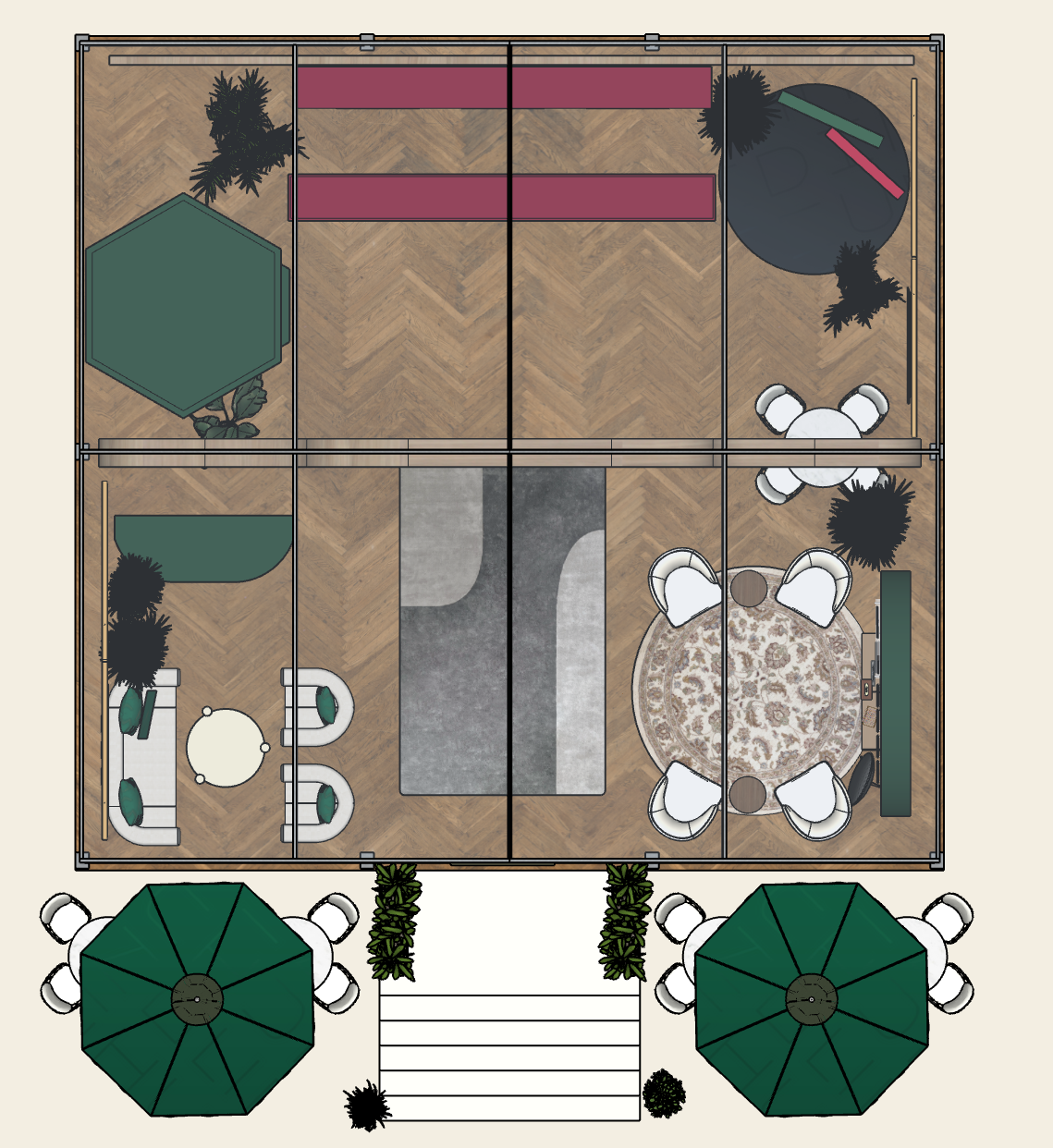 Dunhill Durban July 2026 activation top-down floor plan, technical drawing