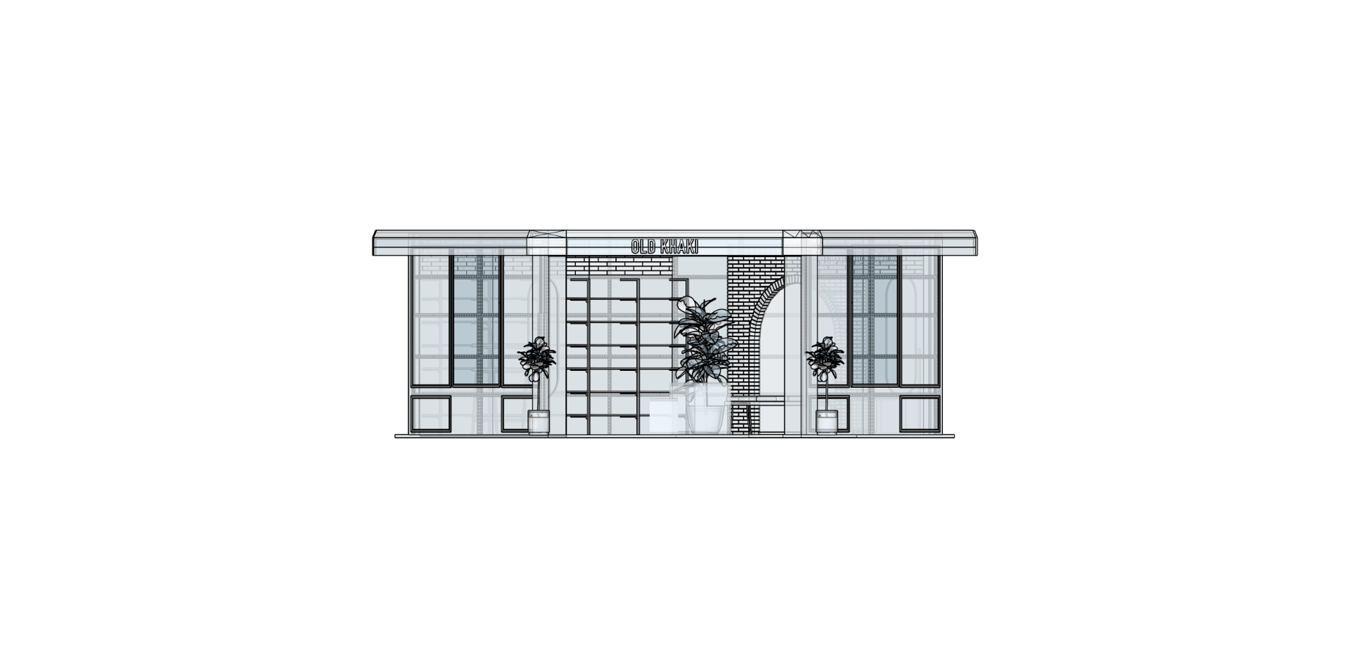 Old Khaki retail concept front elevation, technical drawing